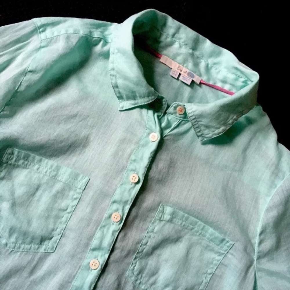 ☀️Boden Mint Green Sheer Popover Top, Size 6